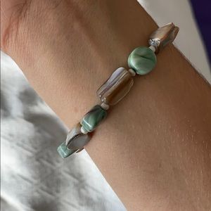 green and brown beaded bracelet